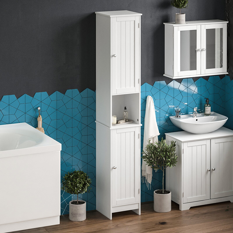 2023 Luxury Wood American Shallow Narrow Bathroom Furniture Thin Tall Shelf Storage Cabinet for Bathroom with Ample Storage
