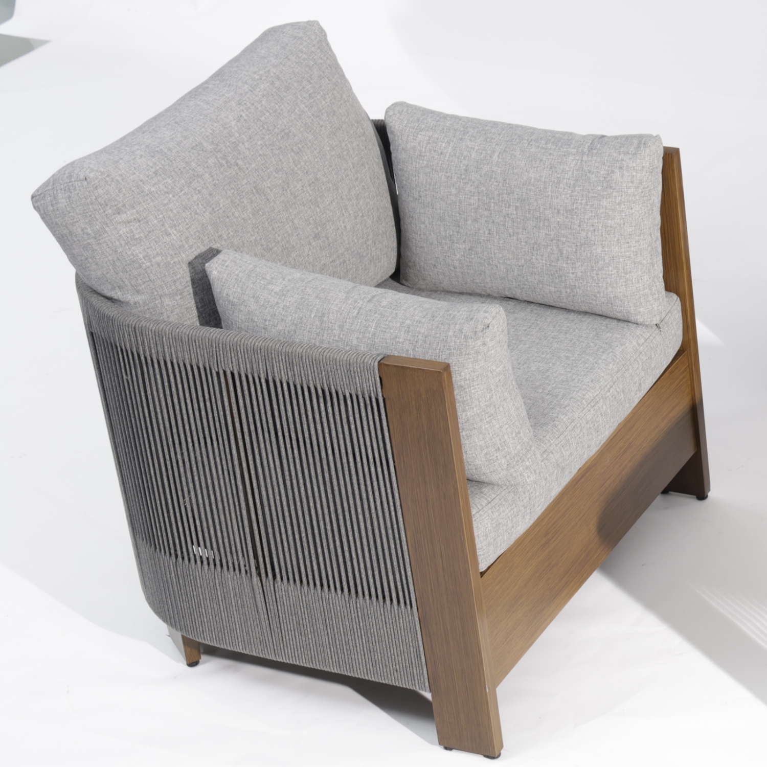 Modern Luxury Outdoor Rope Woven Sofa Set Solid Wood Frame Garden Furniture Patio Sectional Sofa with Thick Cushions(sf278)