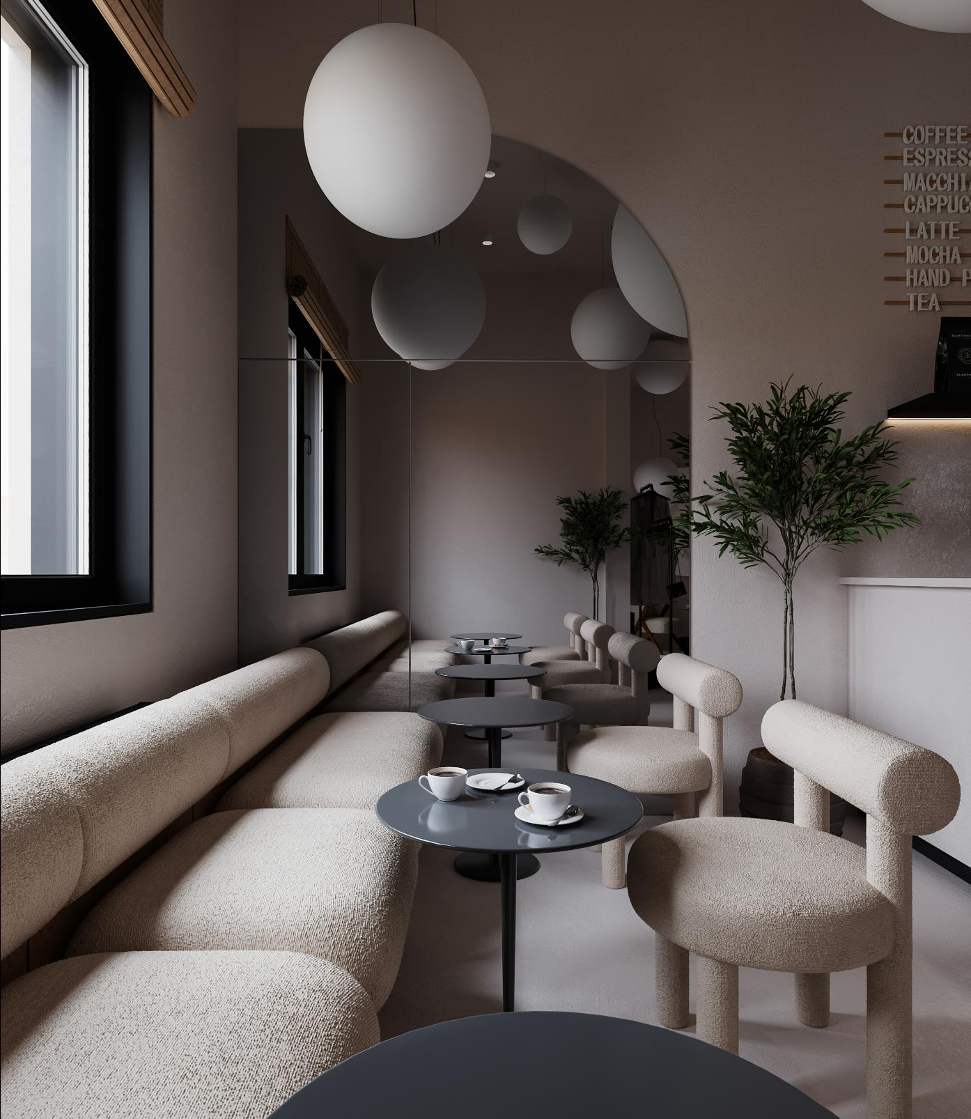 Cafe Interior Design Coffee Bar Counters Bubble Tea Shop Showcases Glass Display Cabine Full Room Customization Store Decoration