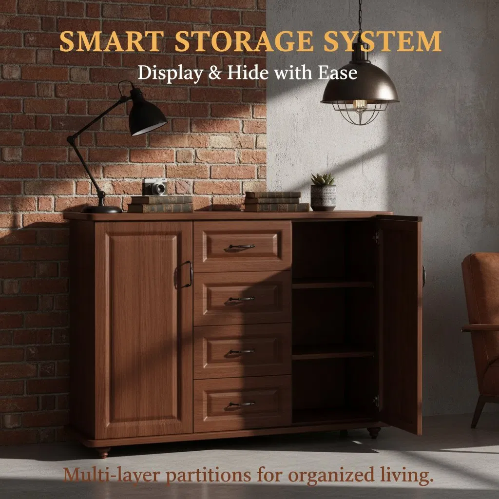 Classic Natural Wood Storage Cabinet for Daily Family Organization Furniture