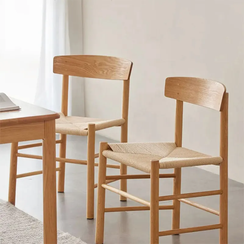 Modern Accent Lounge Bar Hotel Wooden Chair Home Decoration Coffee Restaurant Rattan Seat Dining Wood Chair
