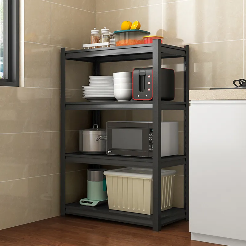 Sleek Black Adjustable 5-Tier Storage Rack for Home Organization