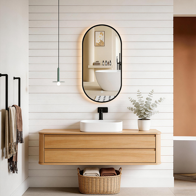 Joystar Minimalism Bathroom LED Mirror 35*70 Cm 12w Backlight Oval Eco-Friendly LED Bathroom Mirror With CE RoHS ERP