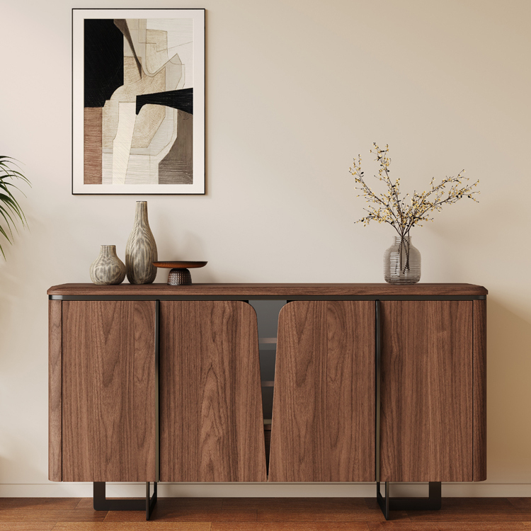 Modern Italian Style Solid Wood Sideboard Cabinet Light Luxury Vintage Storage Home Furniture Villa Entryway Hallway Shoe Rack