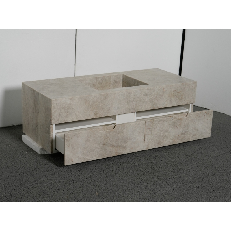 SH STONE Modern Design Taj Mahal Quartzite Bathroom Vanity Wall-mount Hotel Villa Single Wash Basin with Drawers