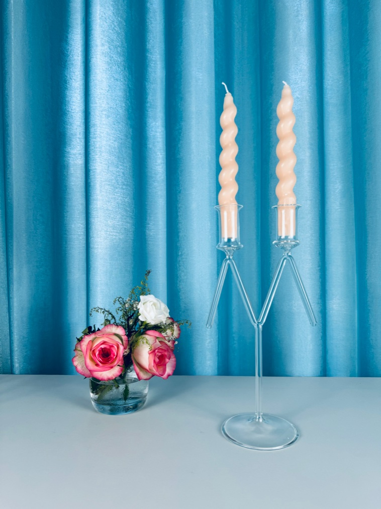 Newauto CS-011 Elegant Glass Candle Holder for Home Decor