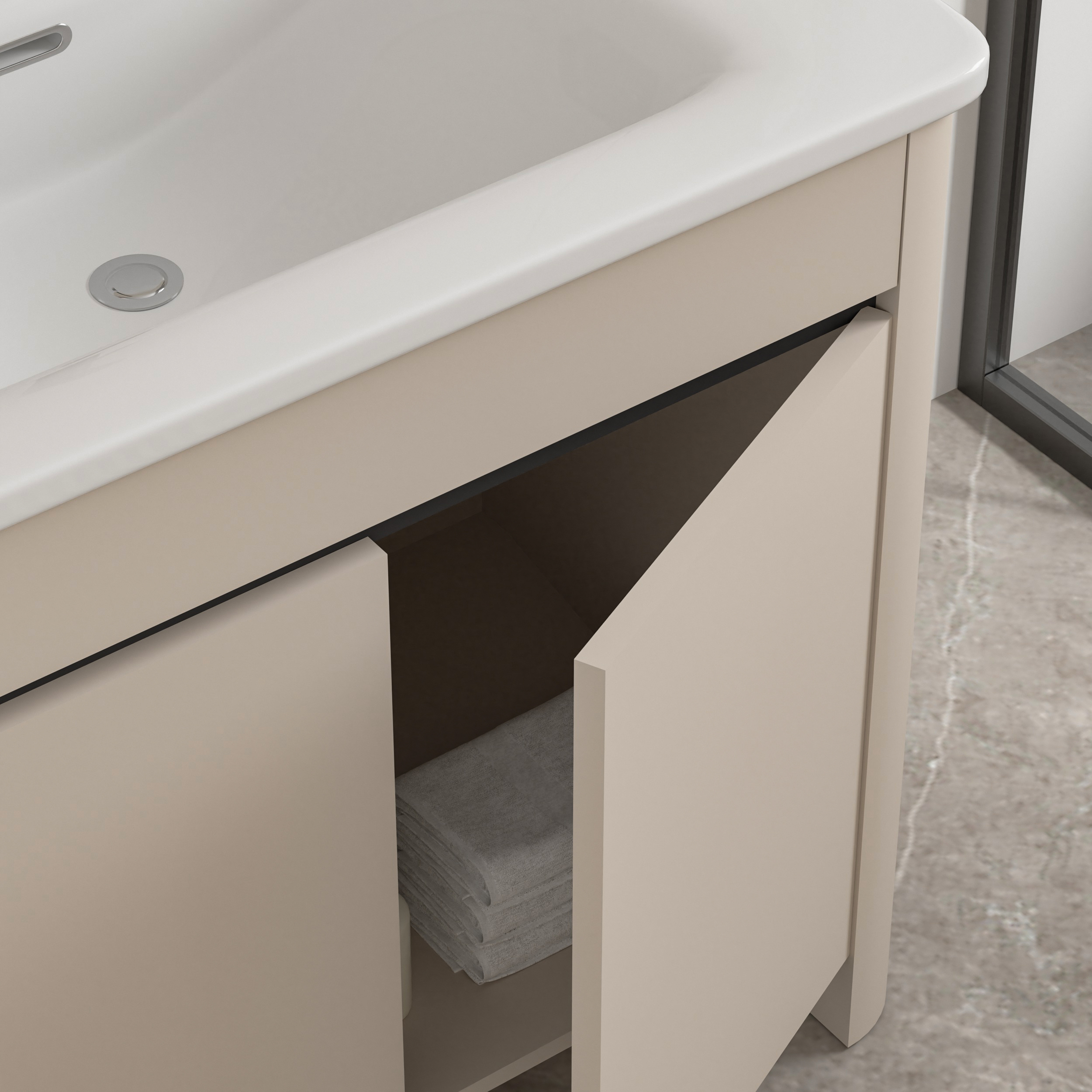 Modern Design Aluminium Bathroom Furniture Floor Mounted Washbasin Vanity Cabinets for Hotel Use