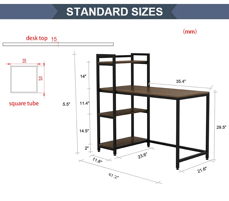 Modern Wooden Industrial Style Computer Home Office Desk Furniture