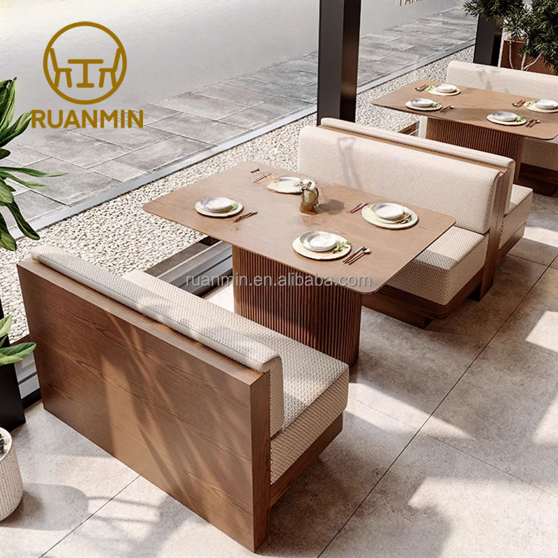 High-end Wooden Restaurant Furniture Set Restaurant Hotel &amp;cafe Commercial Luxury Durable White Suit One-stop Design Furniture