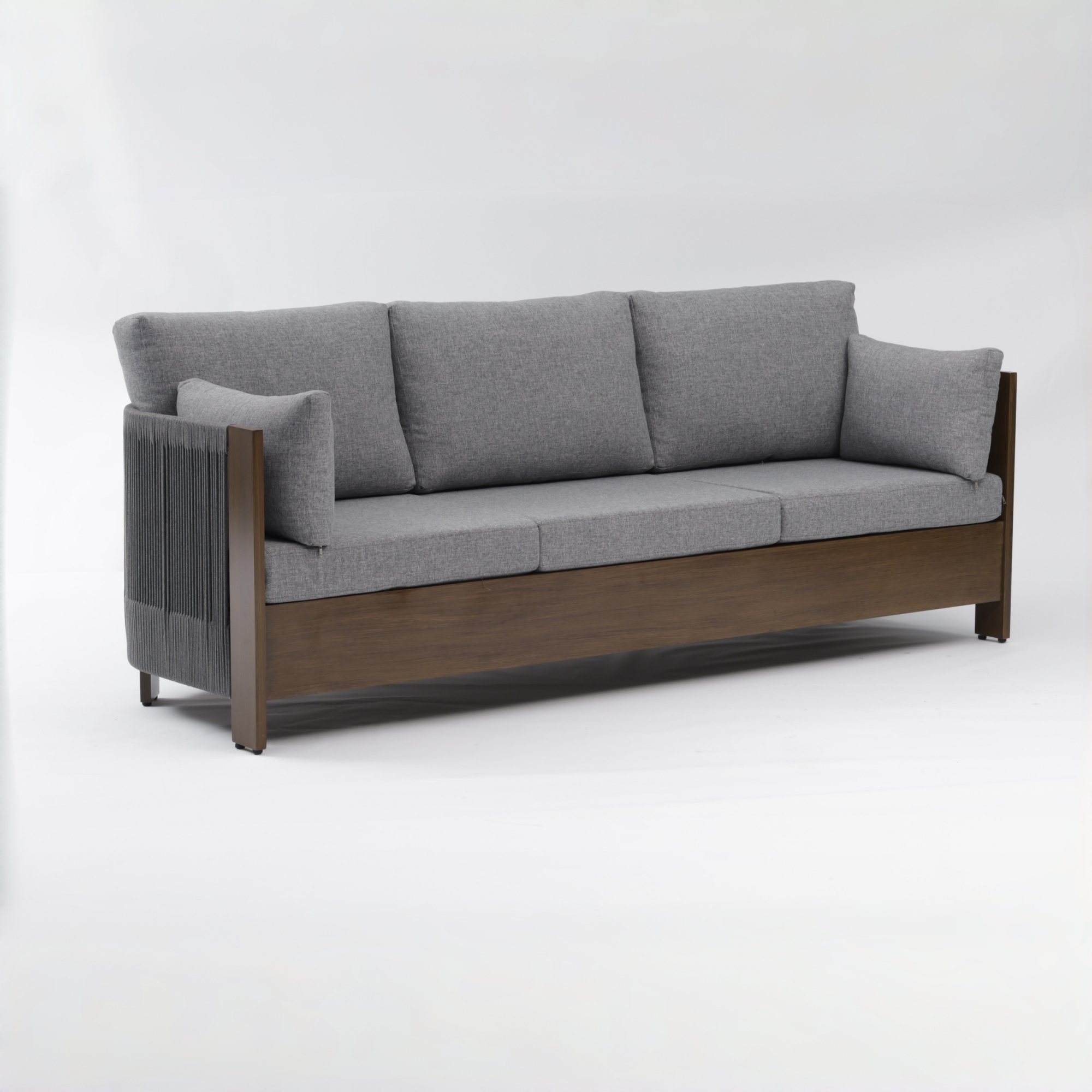Modern Luxury Outdoor Rope Woven Sofa Set Solid Wood Frame Garden Furniture Patio Sectional Sofa with Thick Cushions(sf278)