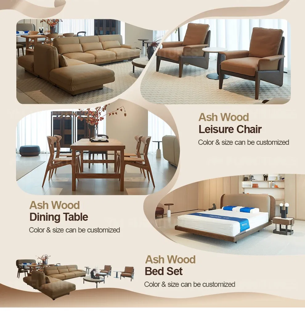 Banquet Lobby Decor Luxury Neutral Tone Leather Upholstered Accents Bespoke Premium L-Shape Sofa Furniture