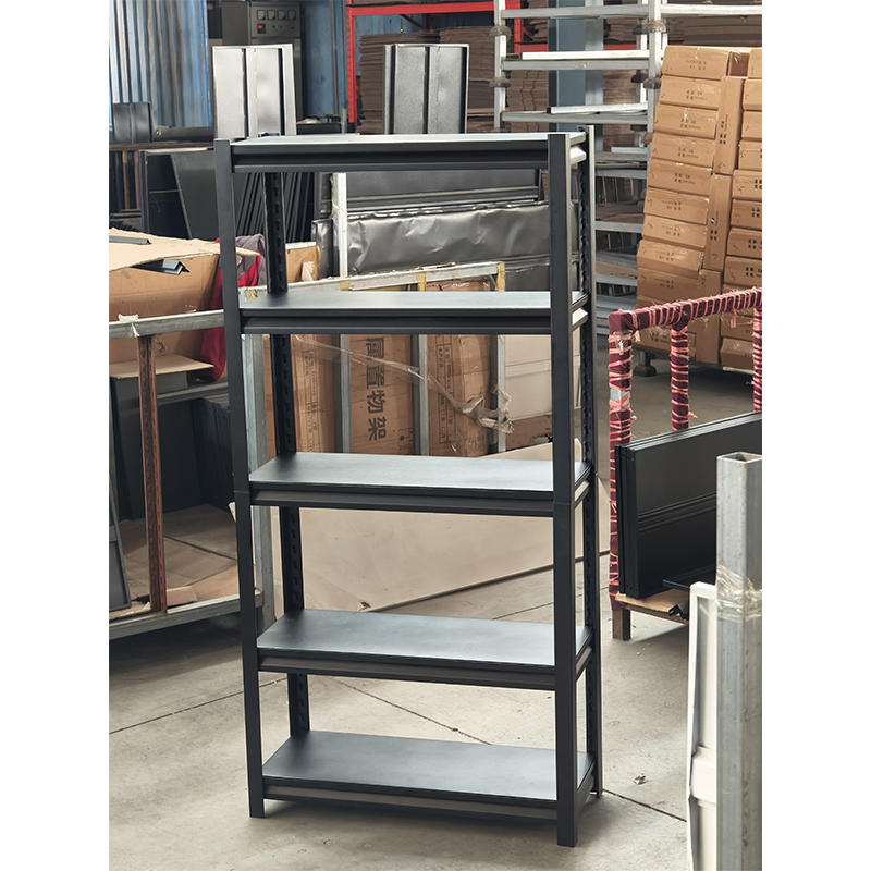 Sleek Black Adjustable 5-Tier Storage Rack for Home Organization