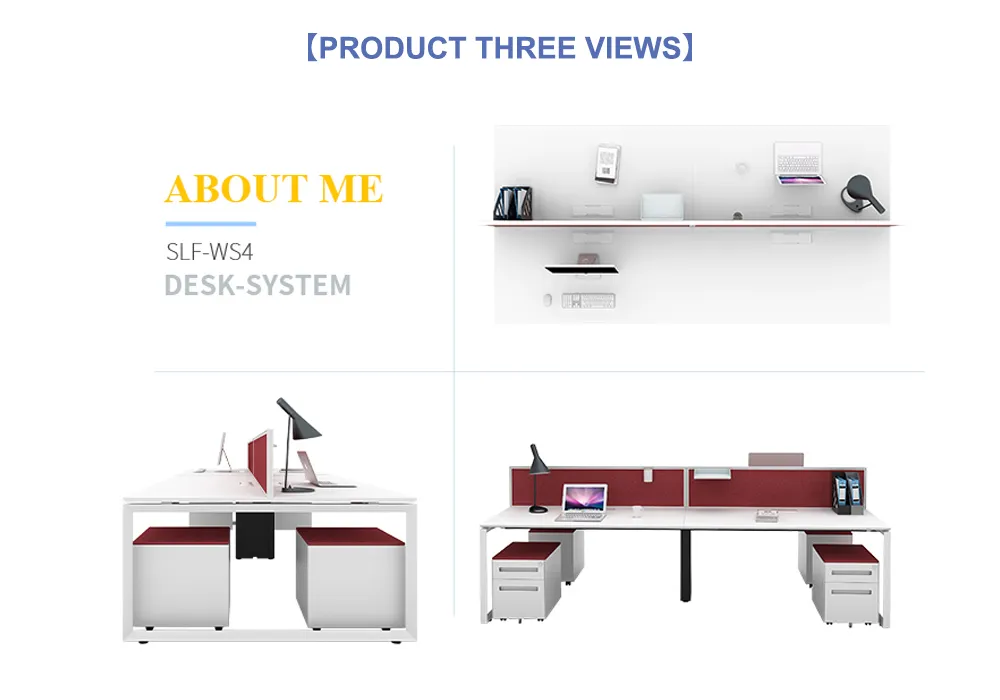 Factory Price Staff Metal Table Modern 4 Person Workstation Desk Coworking Office Furniture