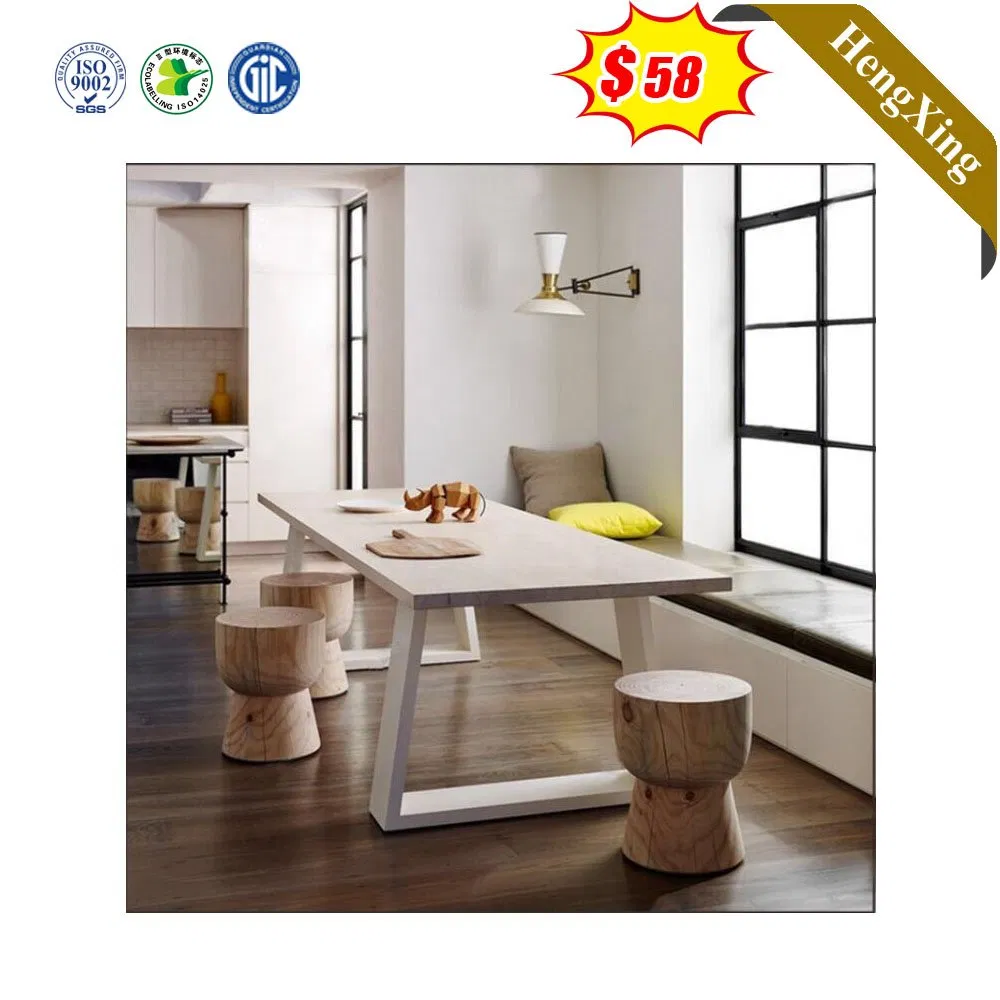 White Modern Home Living Room Table Square Glass Dining Table Furniture Set