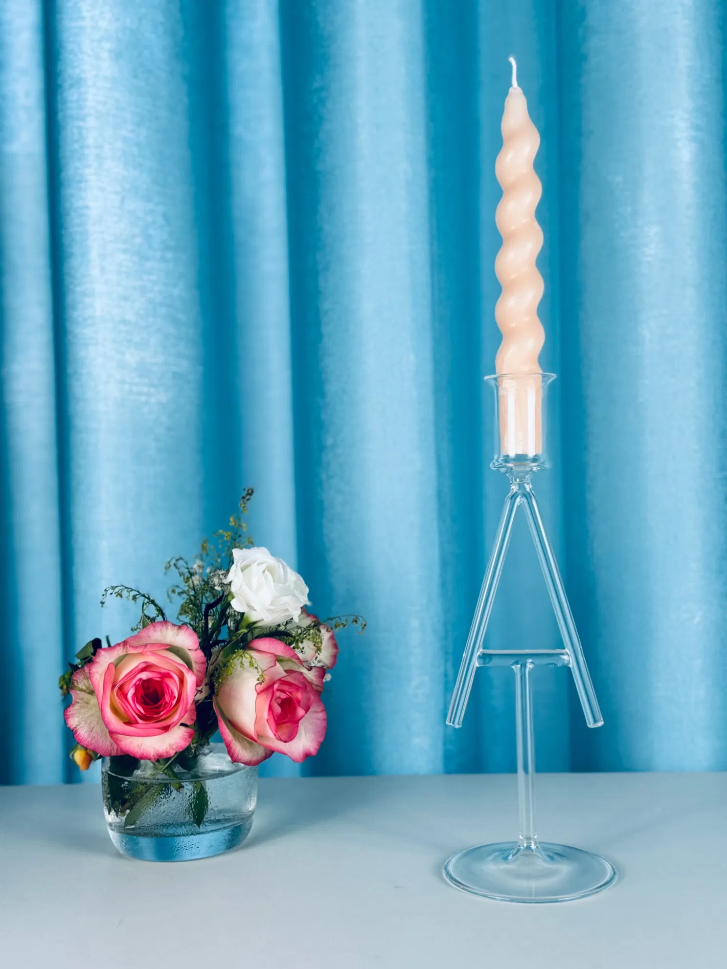 Newauto CS-011 Elegant Glass Candle Holder for Home Decor