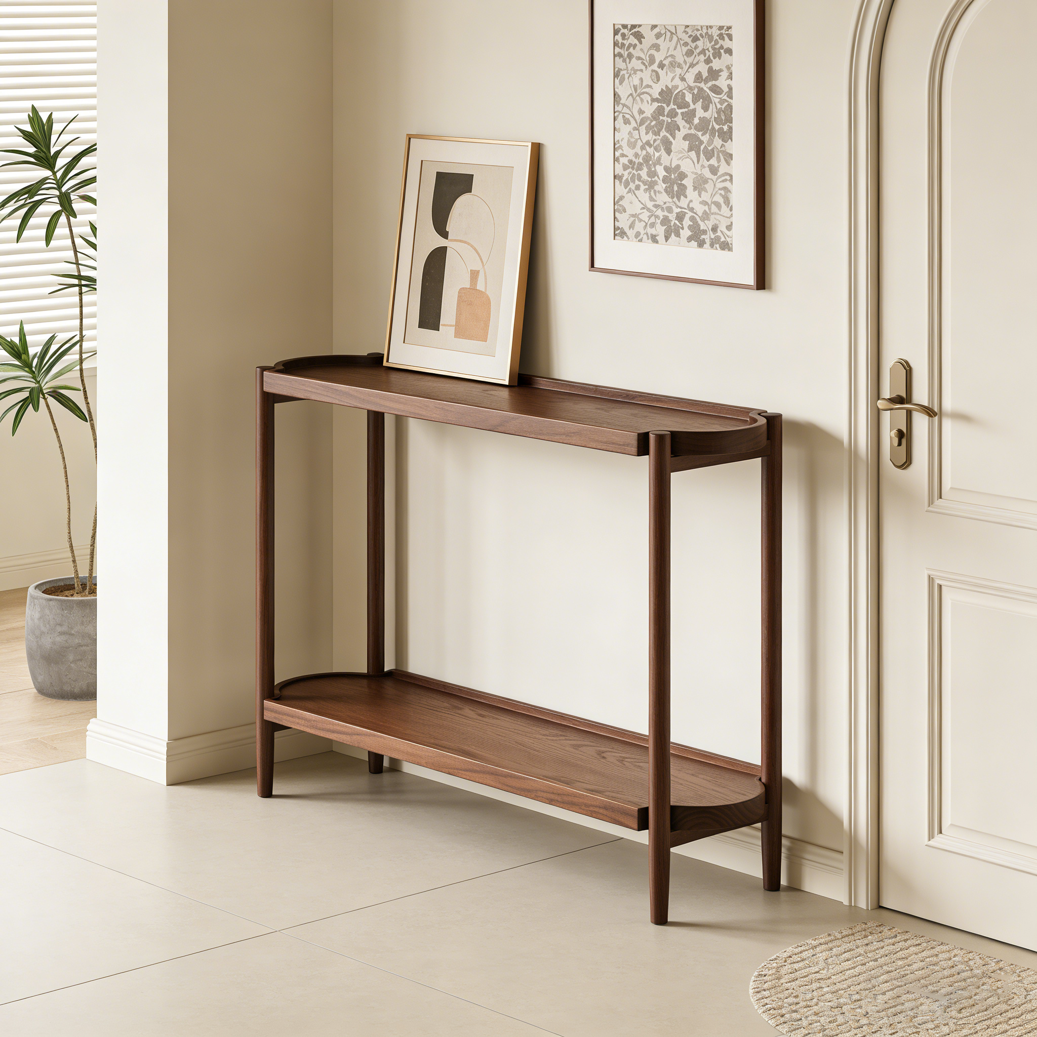 Modern Solid Birch Wood Handmade Console Table 2 Tier Entryway Hallway Furniture Narrow Sofa Table Hotel Living Room Display