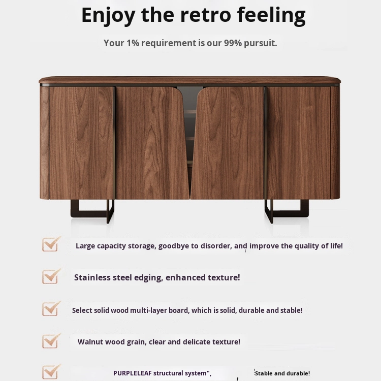 Modern Italian Style Solid Wood Sideboard Cabinet Light Luxury Vintage Storage Home Furniture Villa Entryway Hallway Shoe Rack