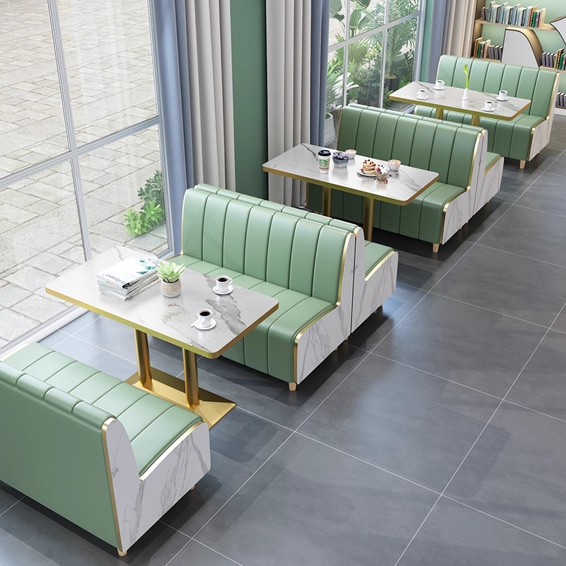 Custom Pizza Bakery Coffee Tea Shop Commercial Hospitality Fast Food Furniture Table and Chair Set Booth Sofa for Restaurants