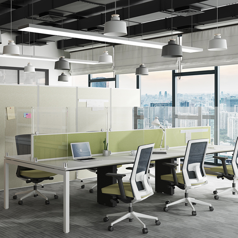 Commercial Workstation Table Metal Frame Modern 6 Person Melamine Desk Office Furniture