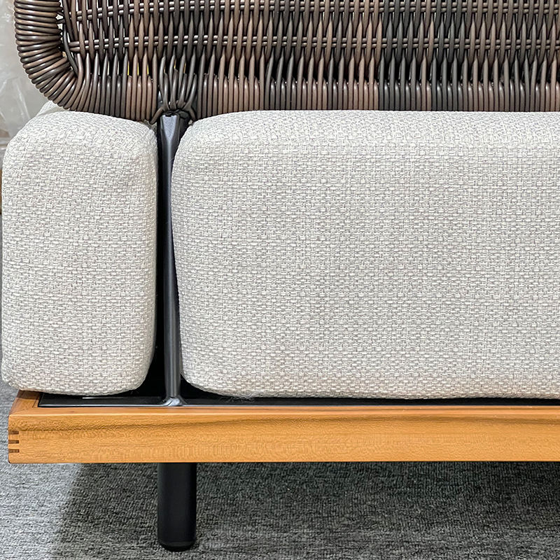 Modern Teak Outdoor Garden Sofa Set with Waterproof Cushions-Durable Patio &amp; Courtyard Furniture