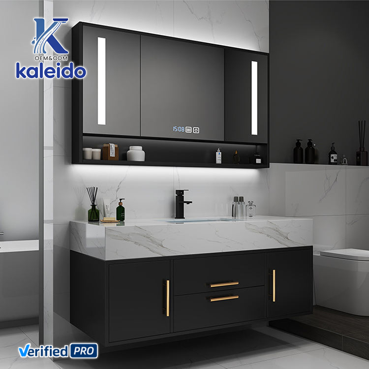 2025 OEM Kaleido Modern customizable high-quality rock panel LED mirror bathroom sink combination for home cabinets