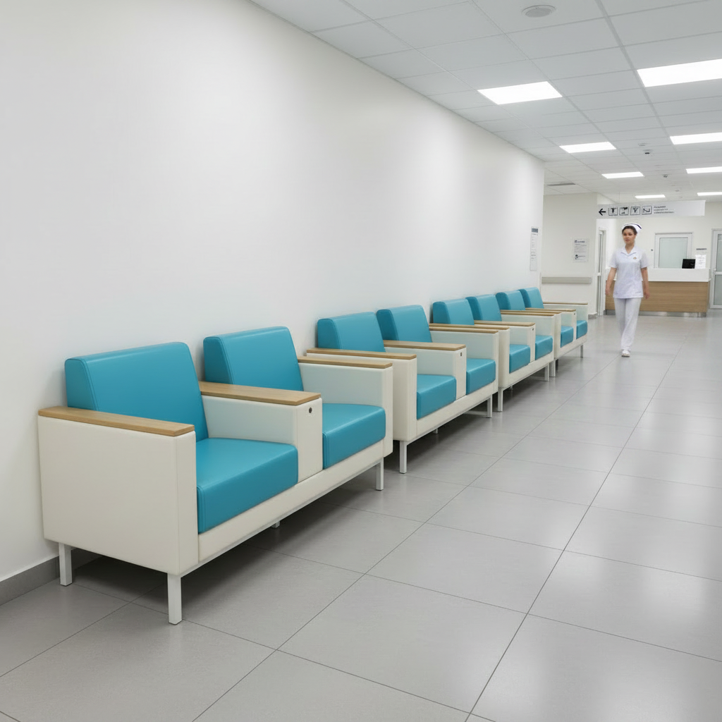 Hospital Waiting Room Furniture 2 Seater Plywood Armrest PU Cover Visitor Sofa Hospital Lobby Waiting Furniture Sofa
