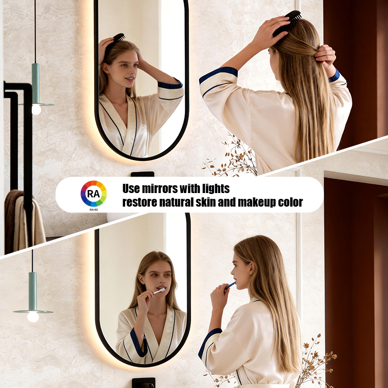 Joystar Minimalism Bathroom LED Mirror 35*70 Cm 12w Backlight Oval Eco-Friendly LED Bathroom Mirror With CE RoHS ERP