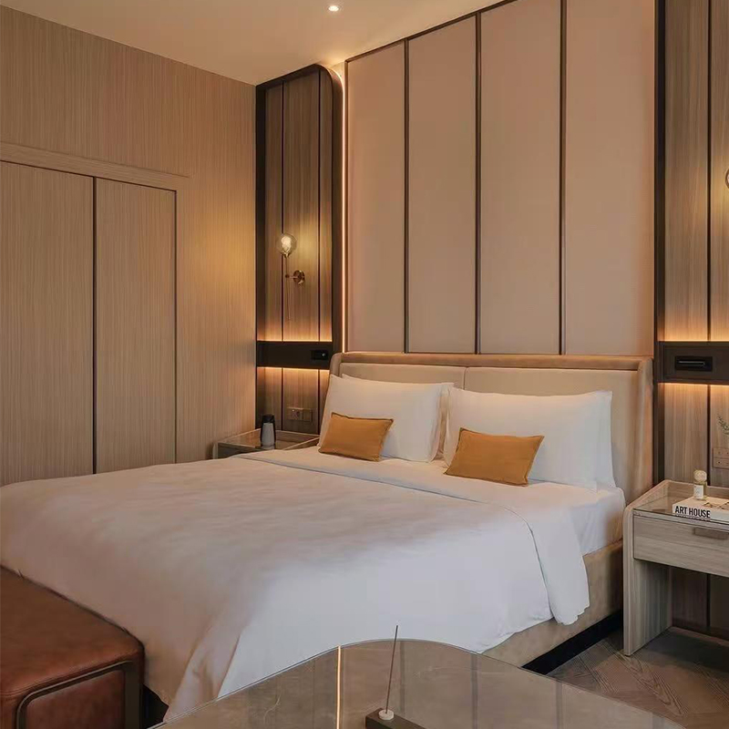 JIUFANG Modern Eco-Friendly Durable Solid Wood Panel Commercial Hotel Bedroom Furniture Customized Hotel Sets 5-Year Warranty
