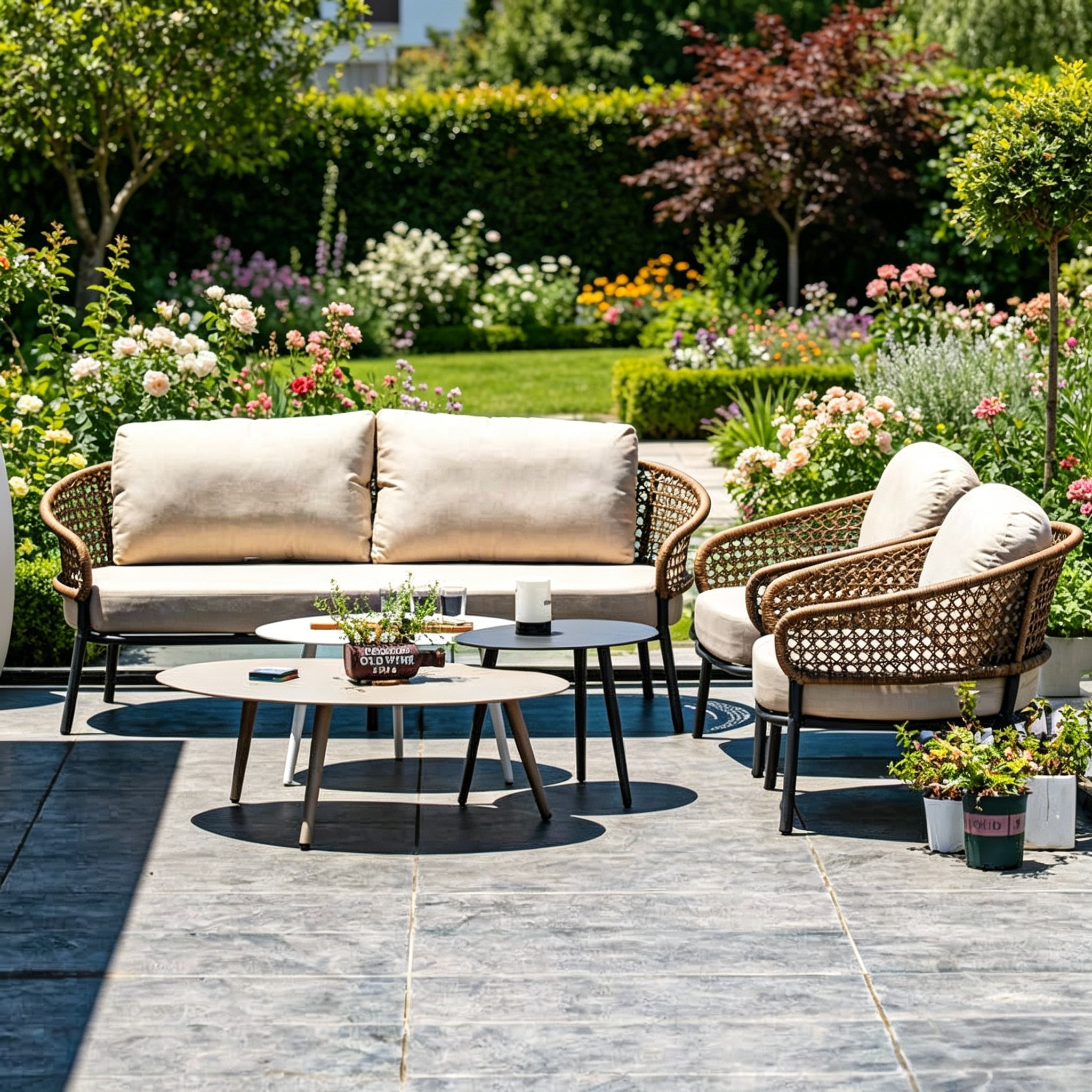Hot Sale Garden Sofa Set Outdoor Furniture Aluminum Wicker Rattan Furniture Patio Deep Seating Chairs Coffee Table Balcony Hall