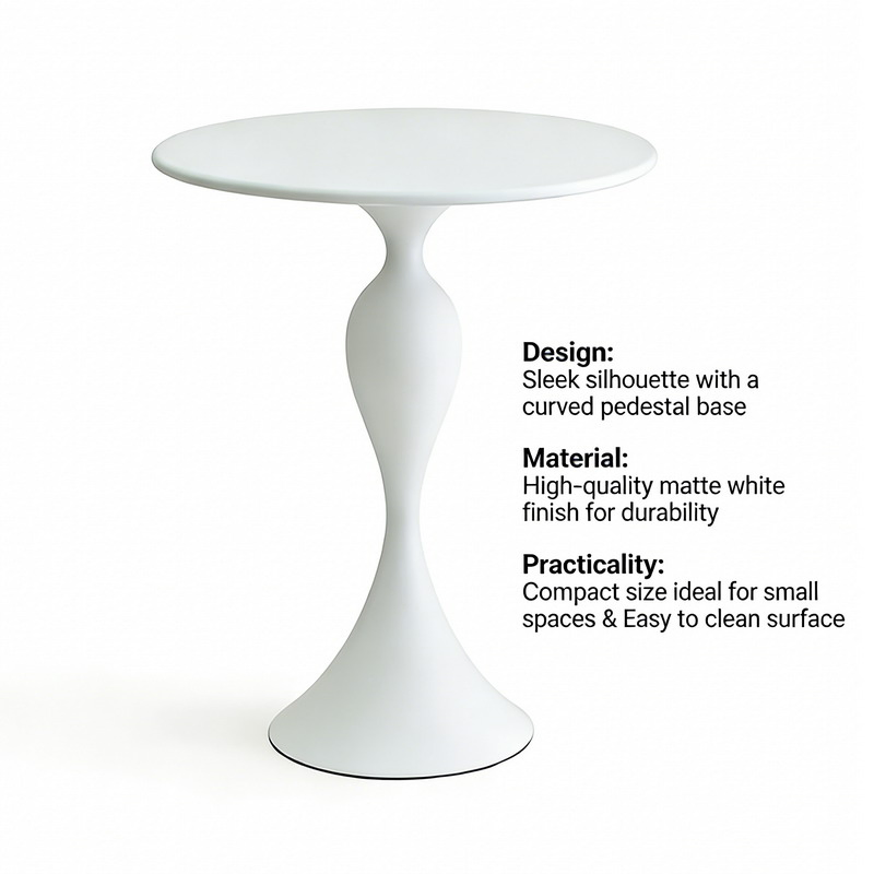 White Modern Side Table Minimalist Pedestal Accent Table Round End Table for Living Room Bedroom Home Decor