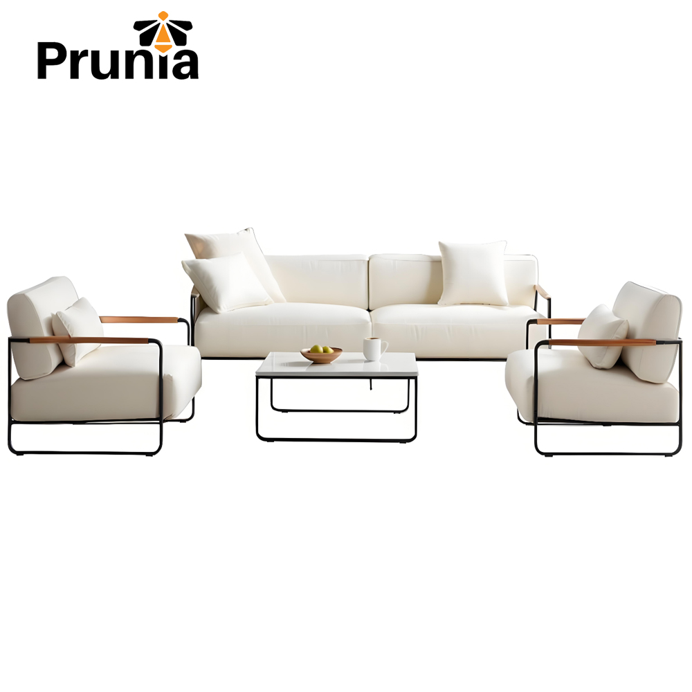 Modern Patio Garden Outdoor Furniture Waterproof Cushion Aluminum White Sofa Set for Courtyard