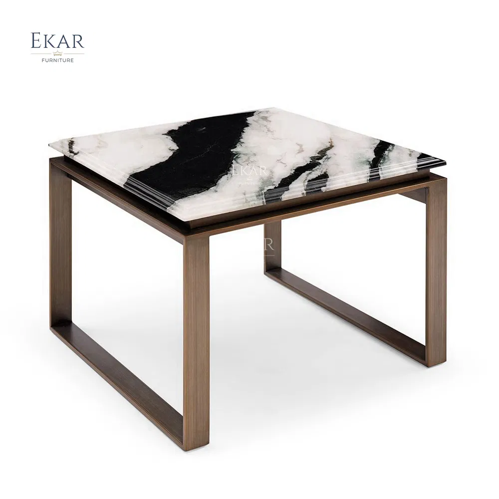 Elegant Panda White Marble Corner Table - Luxury Home Decor Accent