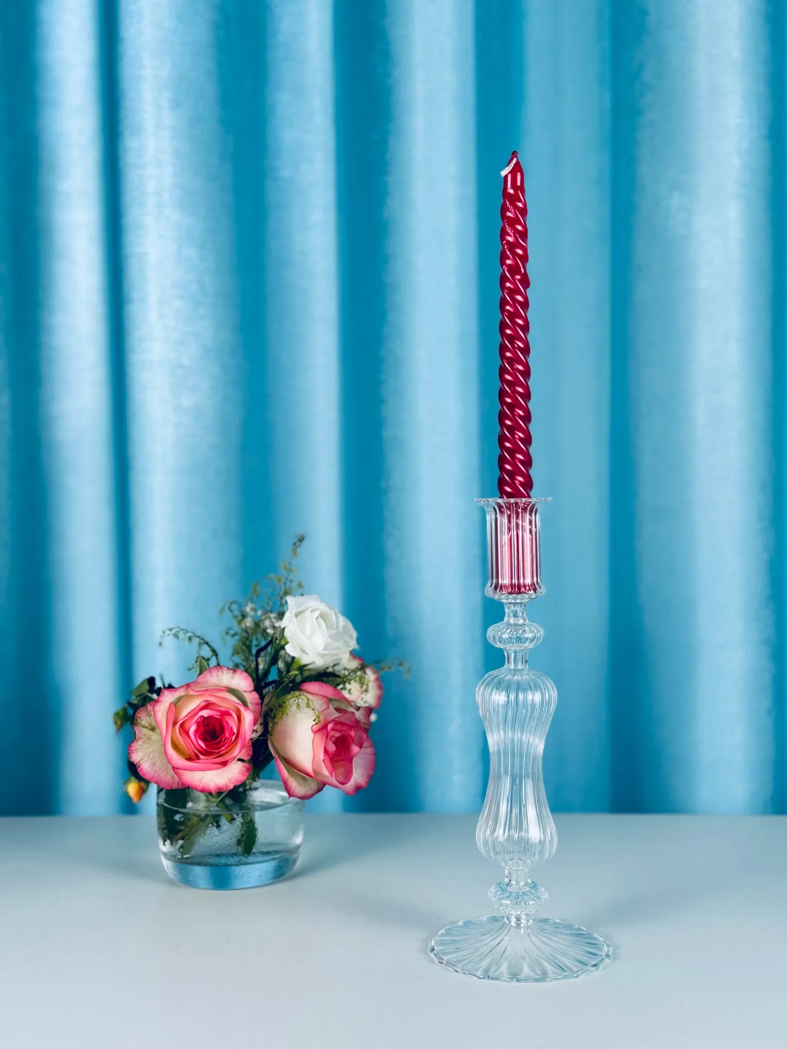 Newauto CS-011 Elegant Glass Candle Holder for Home Decor