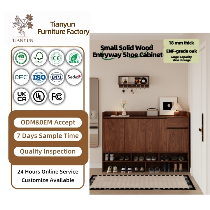 ENF-Grade Custom-Made Imported North American Oak Modern Shoe Cabinet Eco-Friendly Modular Shoe Rack for Home Hallways Entryways