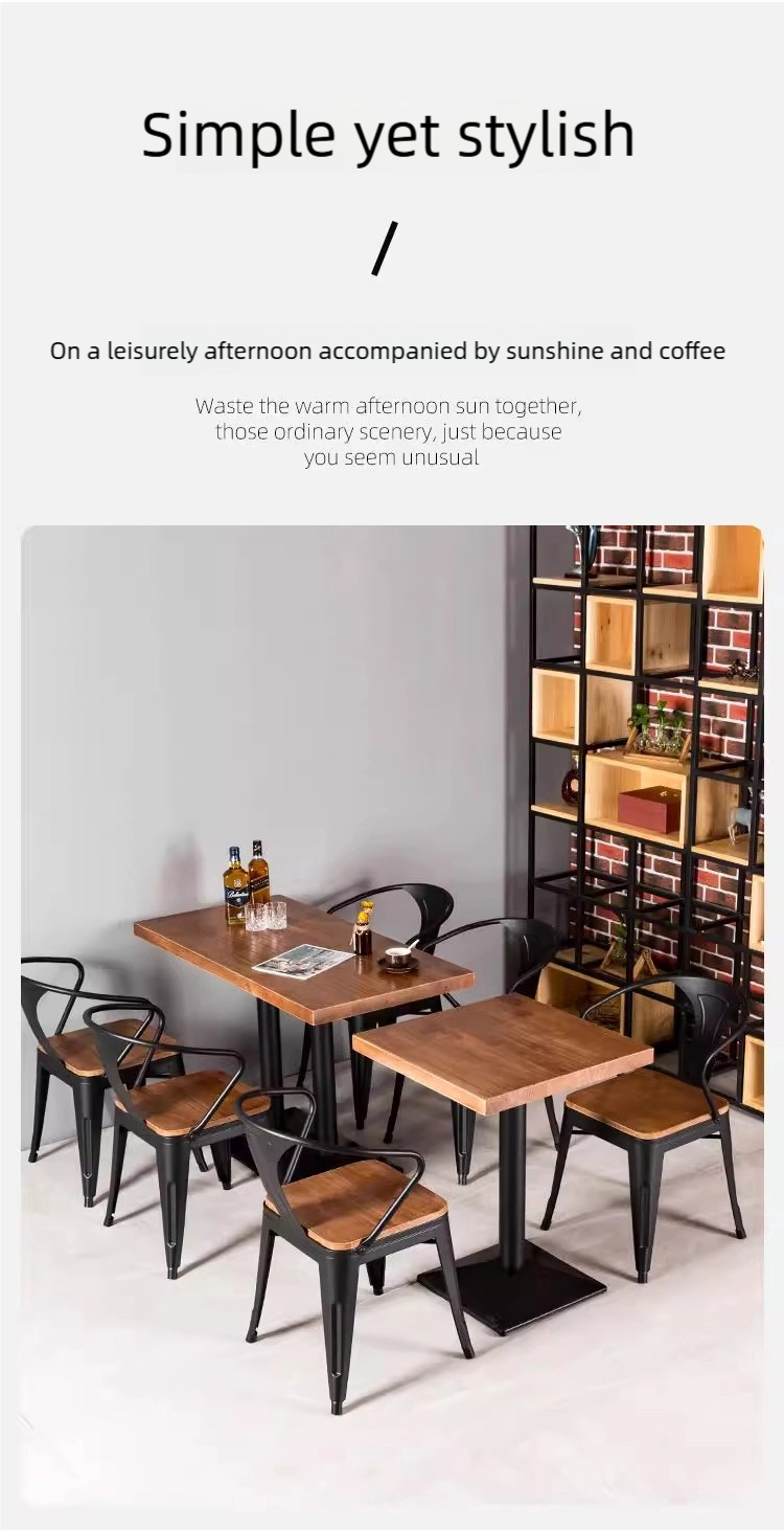 Retro Industrial Style Design Metal Frame bar Dining Table Dining Chairs Rectangular Wooden bar Restaurant Dining Table