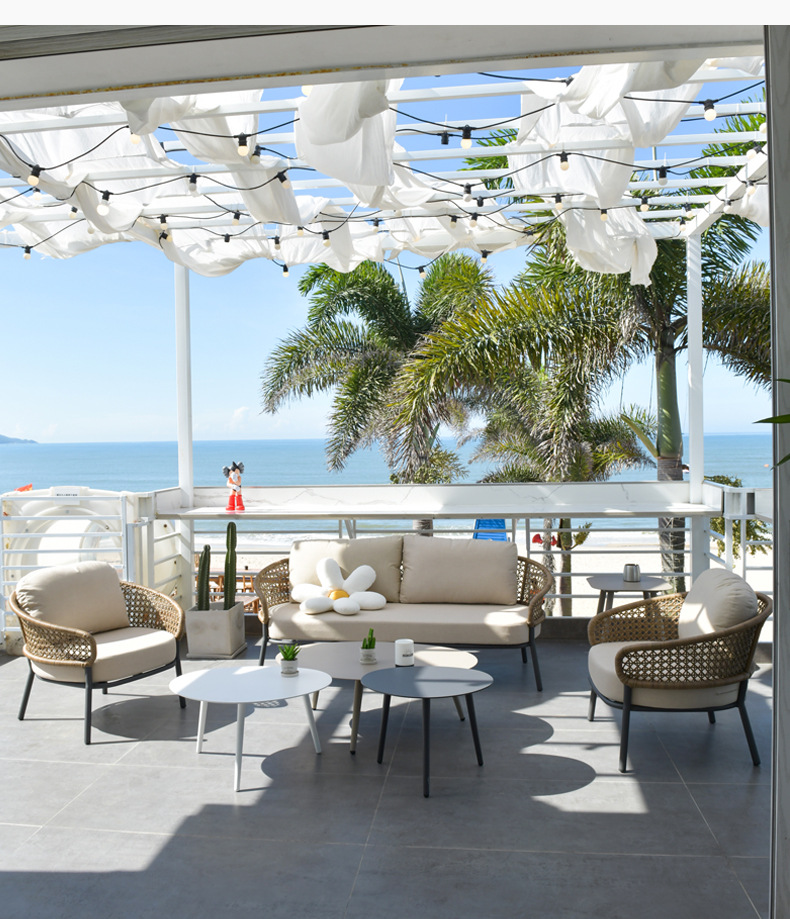 Hot Sale Garden Sofa Set Outdoor Furniture Aluminum Wicker Rattan Furniture Patio Deep Seating Chairs Coffee Table Balcony Hall