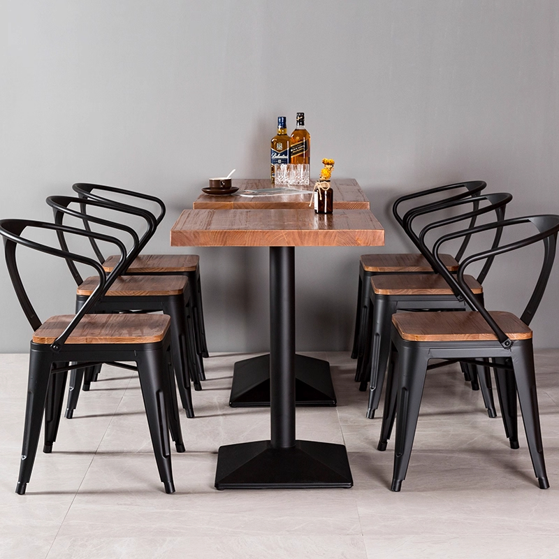 Retro Industrial Style Design Metal Frame bar Dining Table Dining Chairs Rectangular Wooden bar Restaurant Dining Table