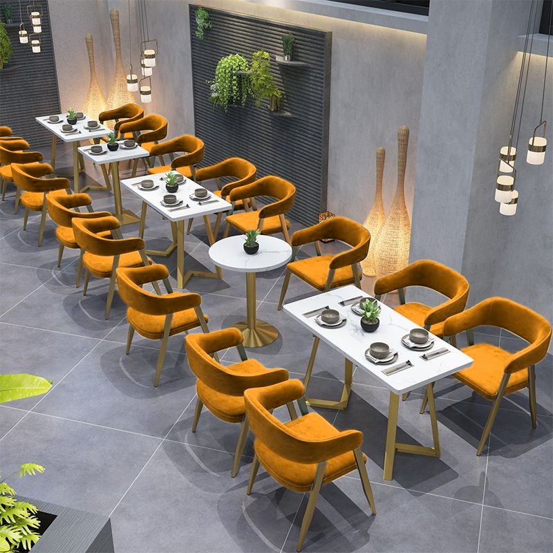 Restaurant Furniture Sets Yellow and White Colorful Booth Sofa Dining Tables and Chairs Set for Restaurant