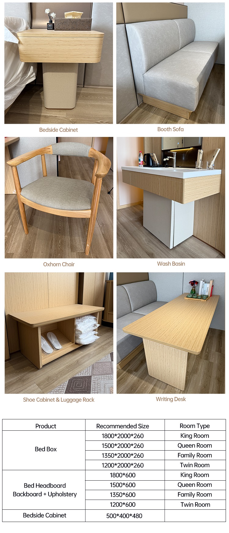 High End Nordic Hotel Wooden Nightstand with Curved Edge Design for Commercial Hospitality Projects