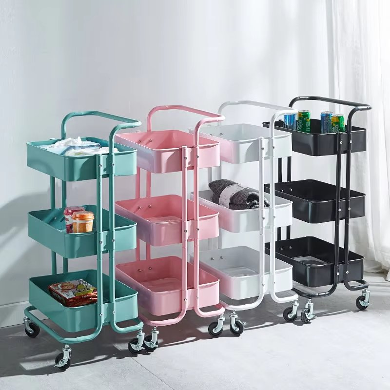 Stylish 3-Tier Rolling Storage Cart for Kitchen Organization Solutions