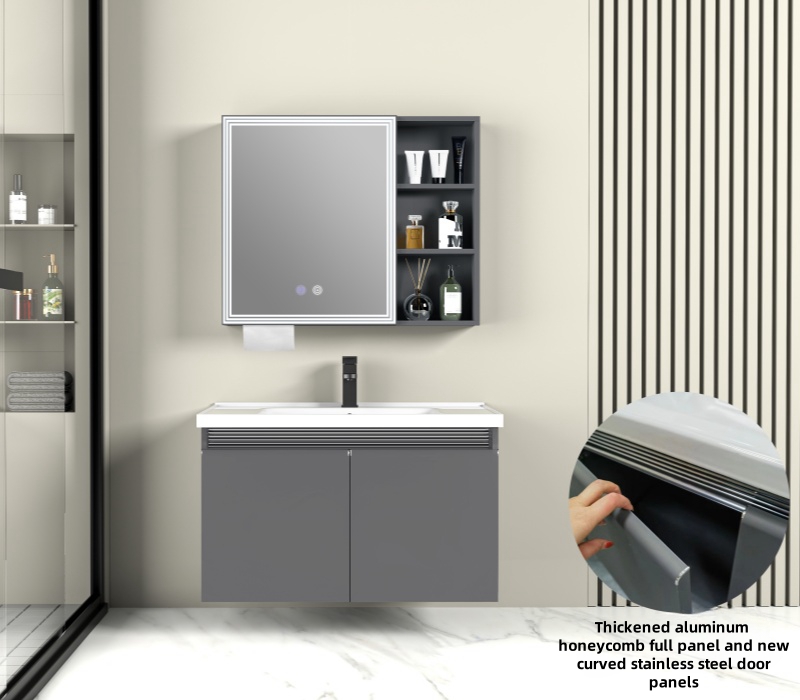 European Style Simple Aluminum Lavabo Cabinet Wall Mounted Storage Cabinets Bathroom Vanity with Waterproof Mirror Cabinet