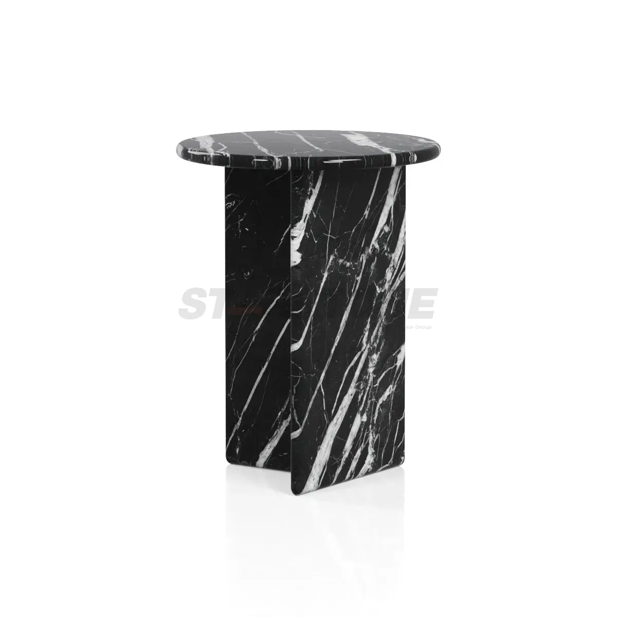 Modern Luxury Marble Side Table Round Sofa Corner End Table Black Stone Accent Table for Living Room Home Furniture Decor