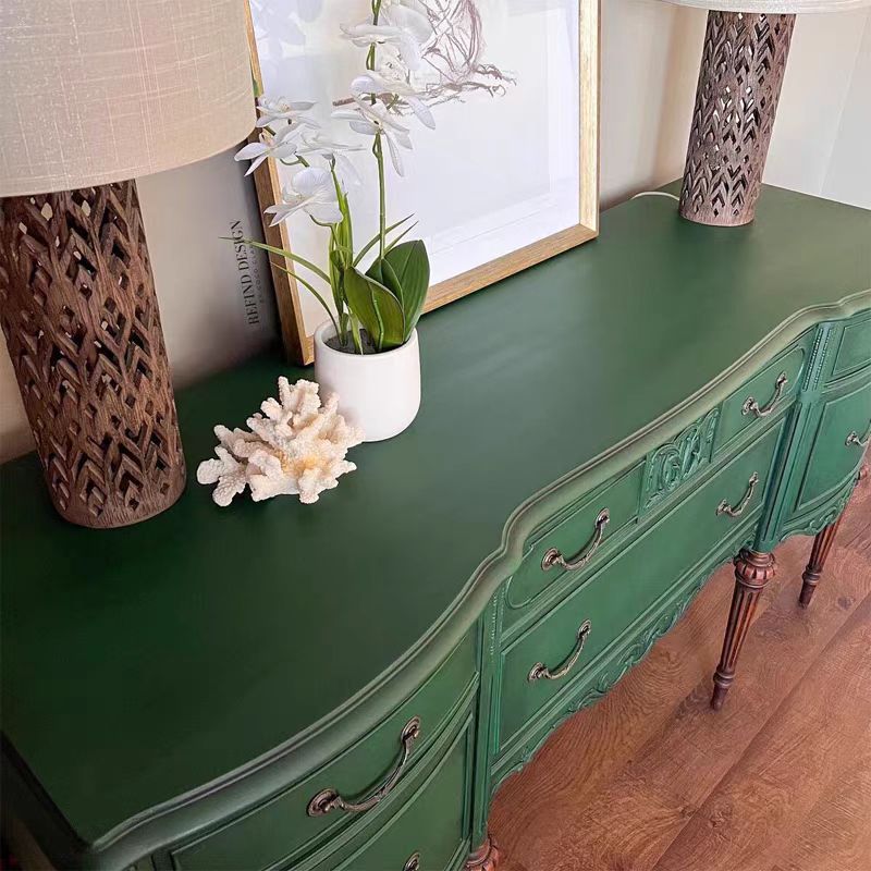 American-Style Vintage Entryway Cabinet Carved Solid Wood Sideboard Living Room Decorative Storage Cabinet