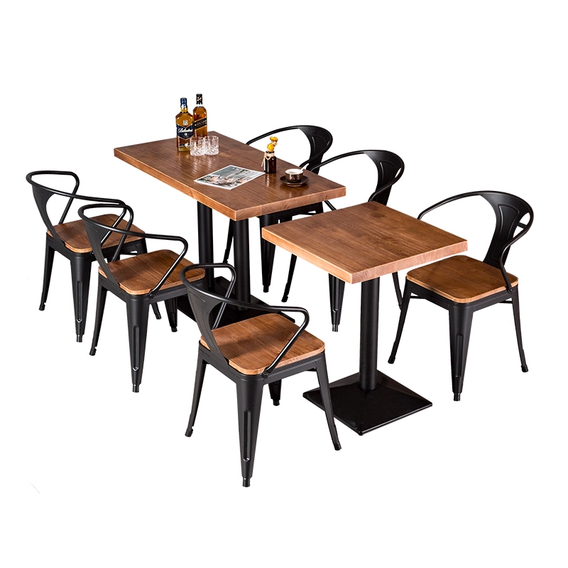 Retro Industrial Style Design Metal Frame bar Dining Table Dining Chairs Rectangular Wooden bar Restaurant Dining Table