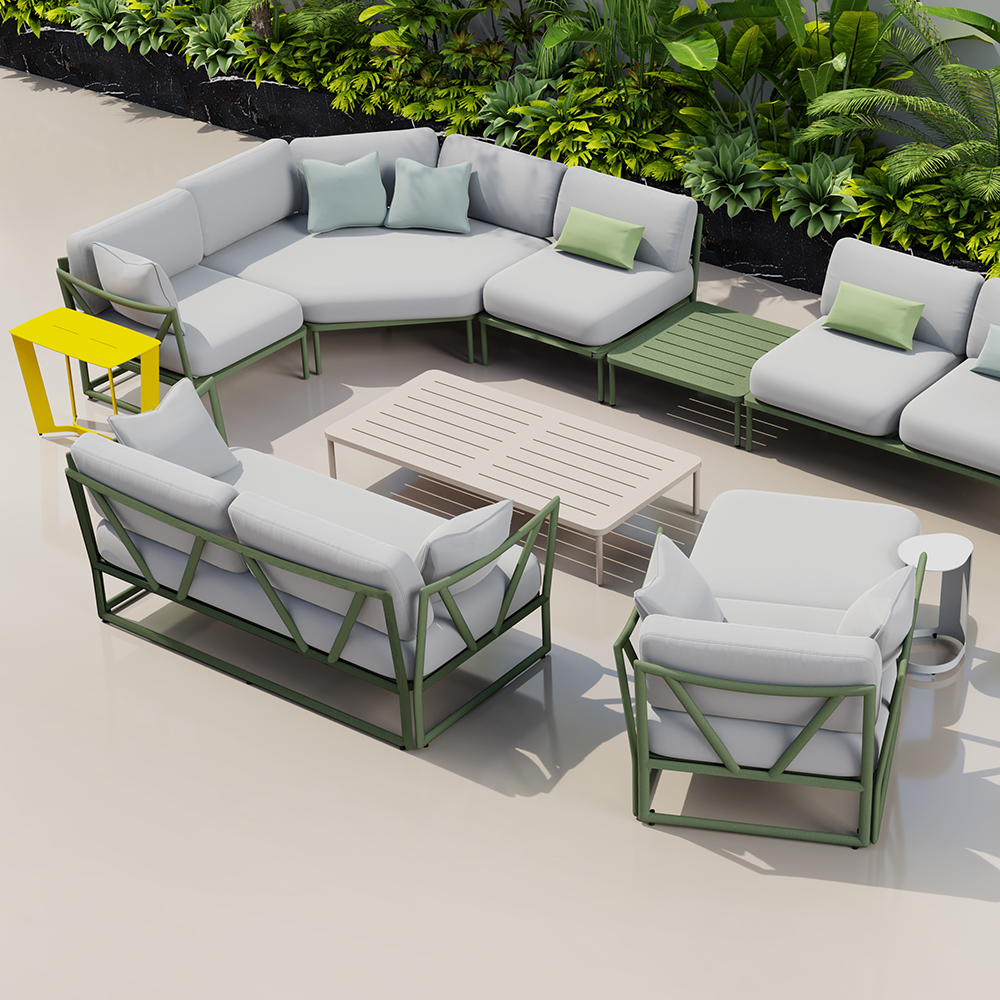 Luxury Modern Aluminum Waterproof Outdoor Lounge Furniture Set Garden Patio Pool Outside Metal Outdoor Sofa Sectional Furniture