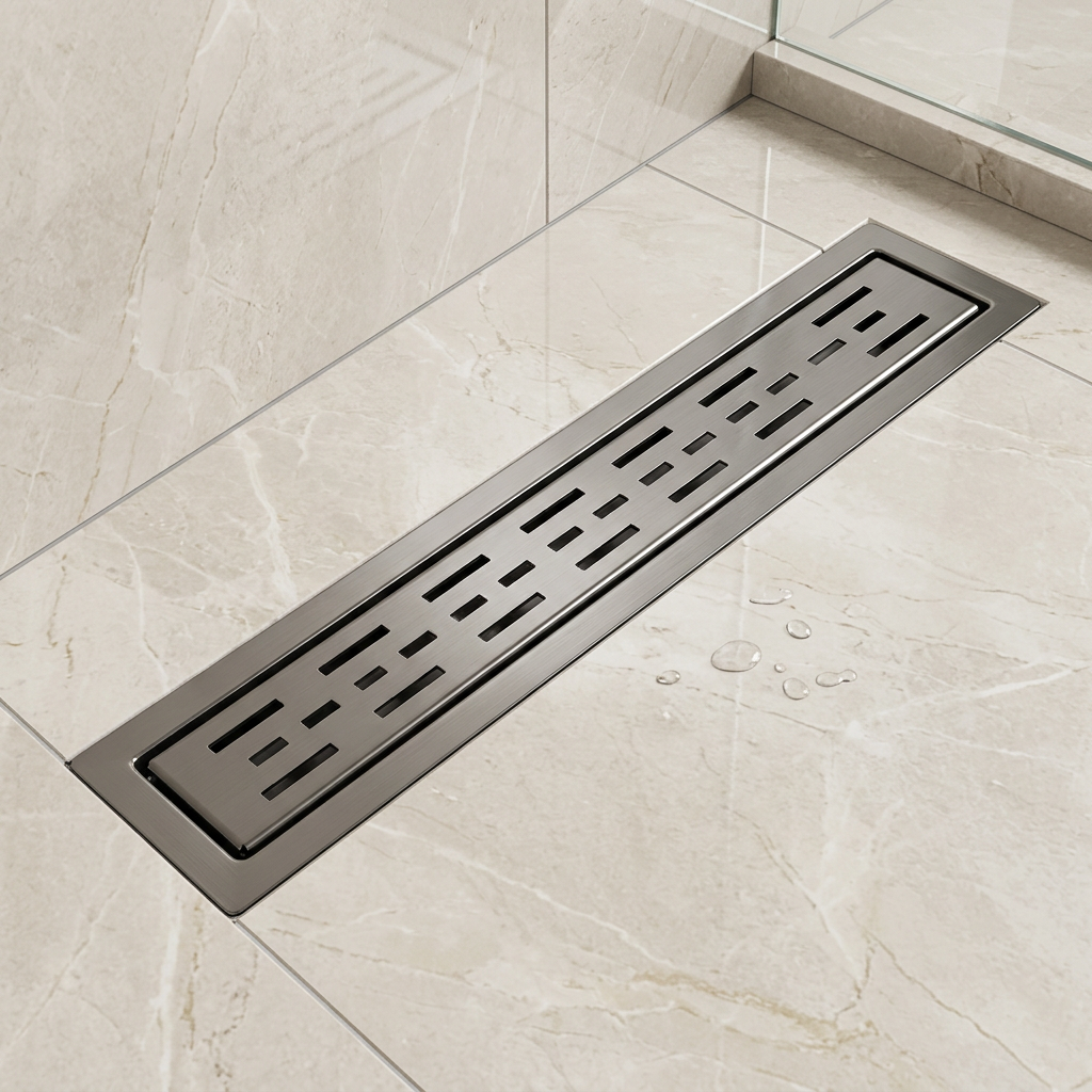 Hot Selling Stainless Steel Brushed Shower Drain Customized Grate Cover Rectangle Linear Floor Drain Bathroom