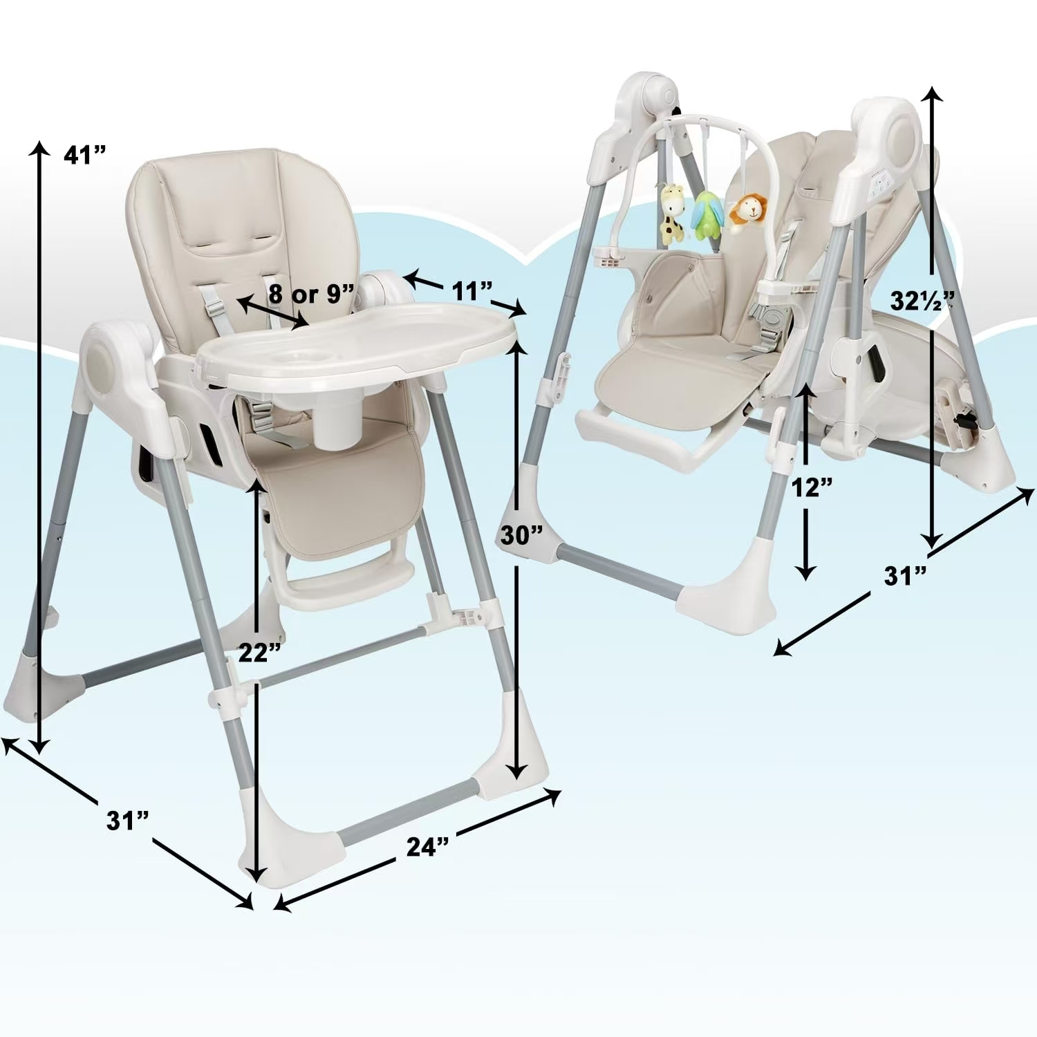 Modern Intelligent Automatic Electric Baby Swing High Chair and Highchair Rocking Chair for Babies Kids Furniture Aged 0-3 Years