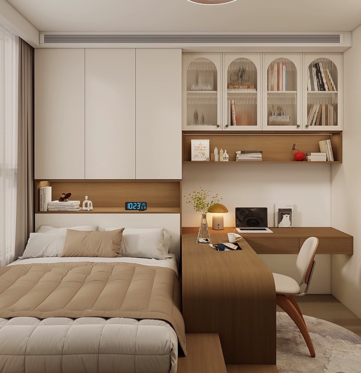 Modern Wooden Kids Bedroom Furniture Set with Desk Bookcase Wardrobe Solid Wood Children Study Storage Cabinet for Nursery Room