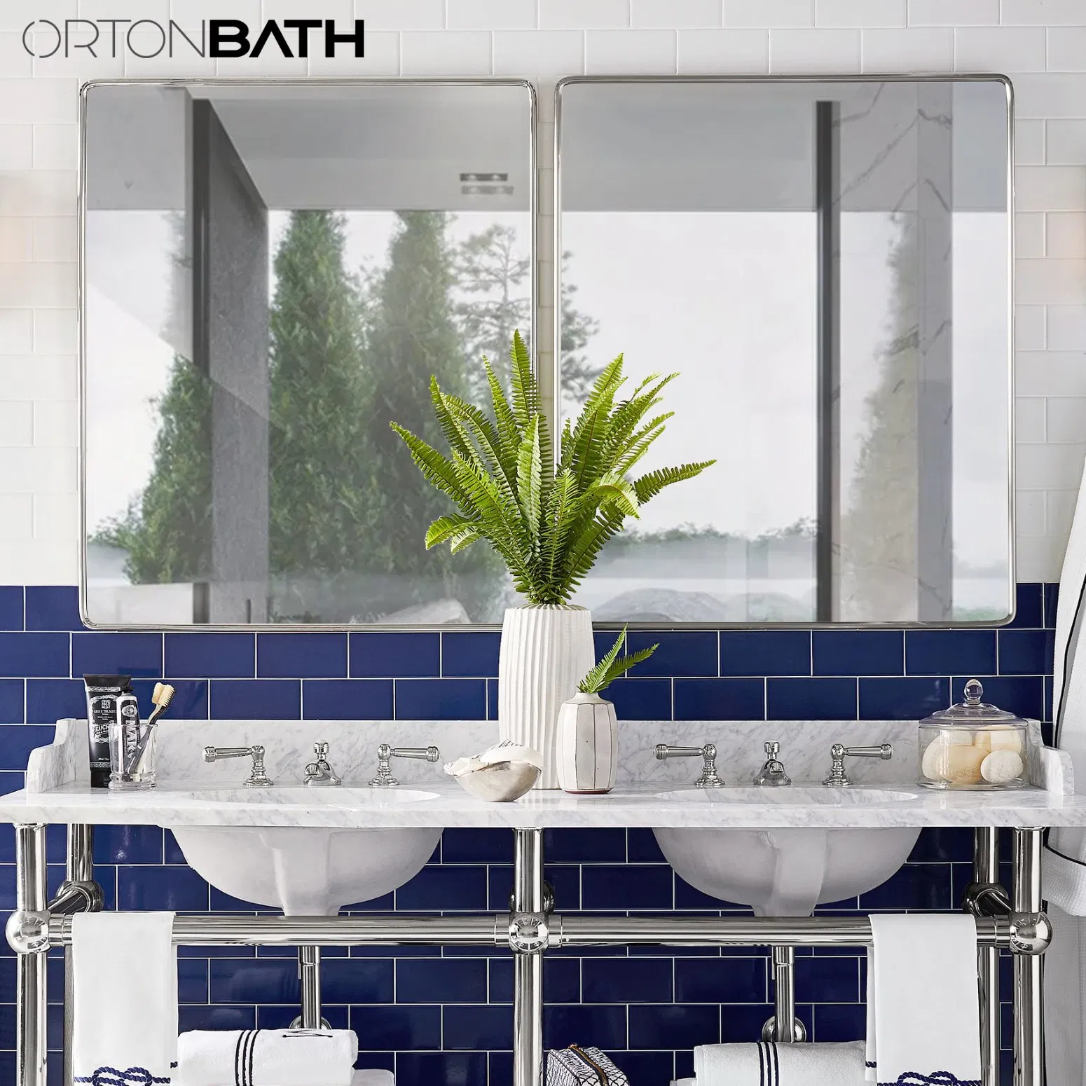 Ortonbath1 Framed Wall Mirror, 26 X 32mm, Black, Traditional Dark Accent Mirror for Home Decor Modern Frame Bathroom Mirror