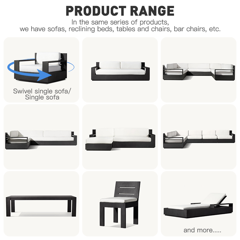 Luxury Hotel Sofa Set Outdoor Aluminum Furniture Set Garden Sofa Villa Resort Sofa Modern Durable Waterproof Patio Furniture Set